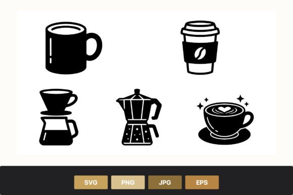 Coffee Cup Vector Icons Set