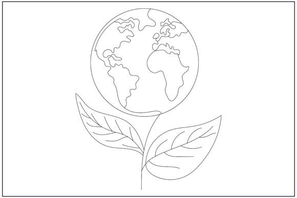 Earth Leaf Growth Line Art