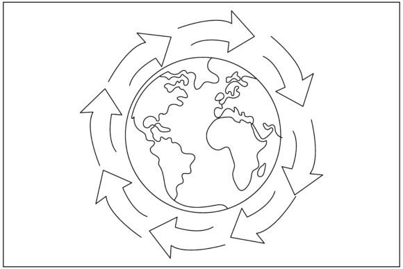 Earth Recycling Arrows Line Art