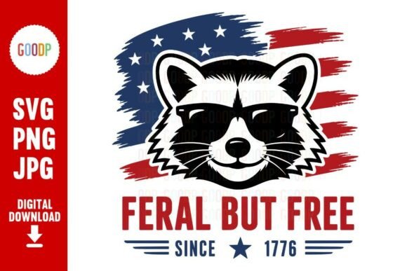 Feral but Free Raccoon USA SVG