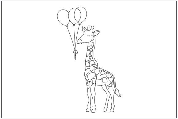 Giraffe Balloons Line Art
