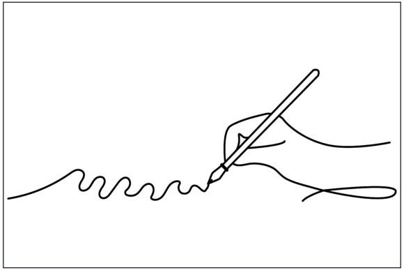 Hand Writing Zig Zag Line Art