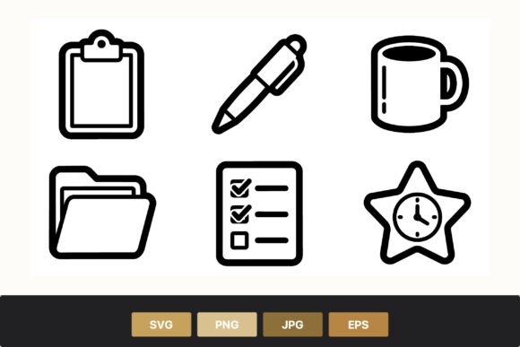 Office Icons Vector Clipart Set