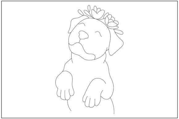 Pitbull Puppy Looking Up Line Art