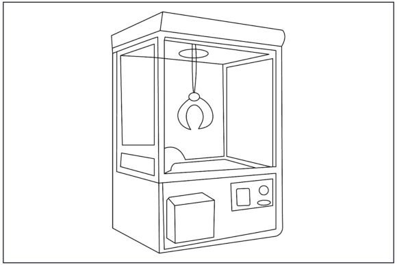 Prize Claw Machine Line Art