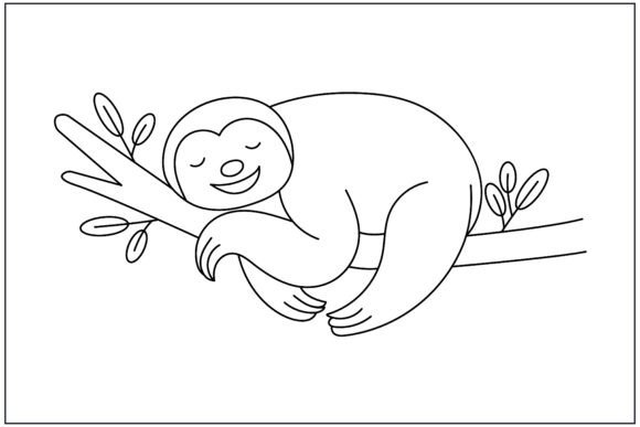 Sleeping Sloth Cozy Line Art