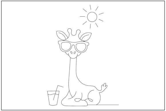Summer Giraffe Sunglasses Line Art