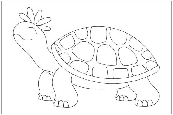 Turtle Flower Crown Line Art