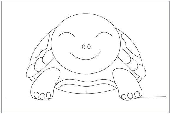Turtle Front Face Line Art Cute Playful