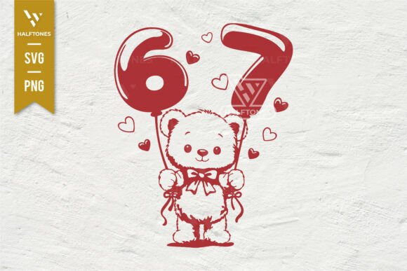 Vintage 67 Valentines Bear SVG PNG