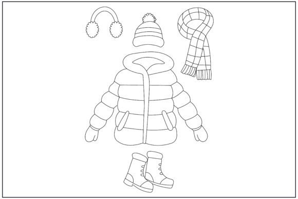 Winter Clothing Flat Lay Line Art